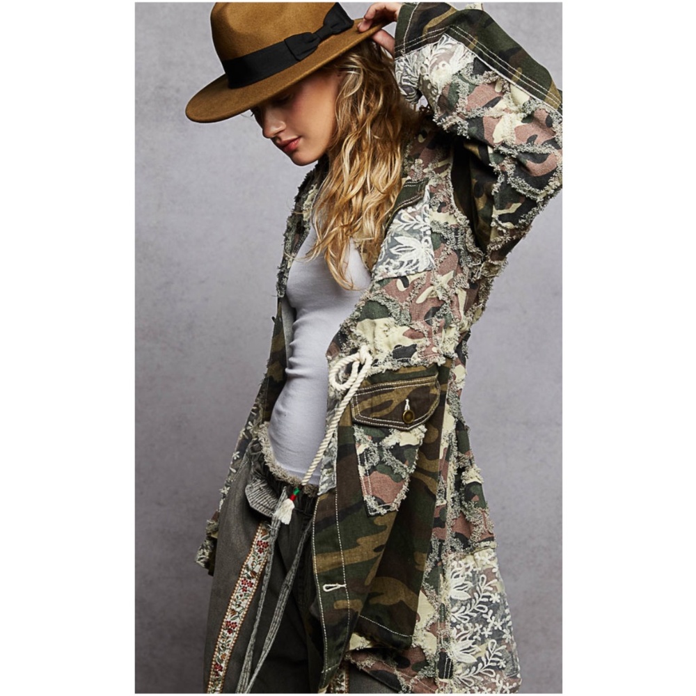 POL Multicolor Camouflage Patchwork Jacket (Green, Brown, Cream) - Picture 3 of 5